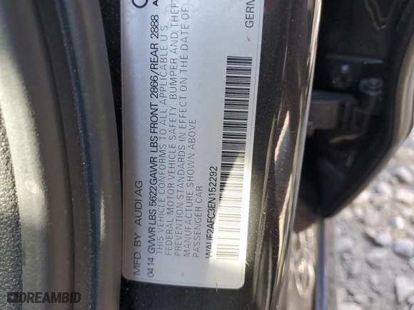 2014 Audi S6 Prestige with VIN WAUF2AFC3EN152292, listed as a Copart auction lot 73770154 with 99,626 mi miles and Salvage Title. Bid and sale history available at carsss.com. Image 14.