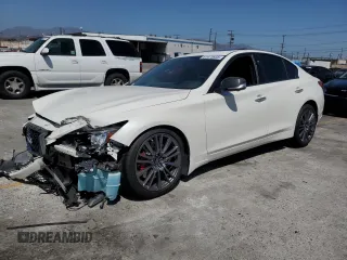 2022 Infiniti Q50 Red Sport 400 with VIN JN1FV7DP8NM370109, listed as a Copart auction lot 61475935 with 21,700 mi miles and Salvage title. Bid and sale history available at DreamBid. Image 1.