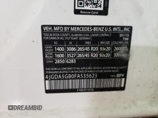 2015 Mercedes-Benz M 400 with VIN 4JGDA5GB0FA535623, listed as a Copart auction lot 45979705 with 115,592 mi miles and Salvage Title. Bid and sale history available at DreamBid. Image 13.
