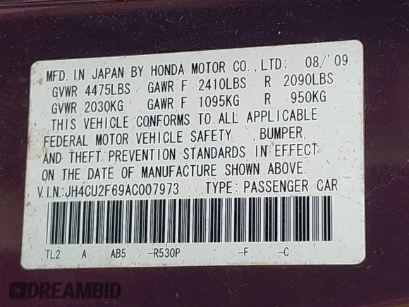 2010 Acura TSX с VIN JH4CU2F69AC007973, выставлен на аукционе IAAI как лот 42848014 с пробегом 110 582 миль миль и . История ставок и продаж доступна на DreamBid. Изображение 9.
