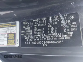 2016 Kia Sedona LX with VIN KNDMB5C10G6084583, listed as a IAAI auction lot 41744644 with 1 mi miles. Bid and sale history available at carsss.com. Image 9.