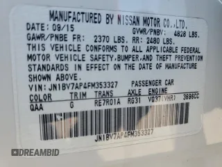 2015 Infiniti Q50 Premium with VIN JN1BV7AP4FM353327, listed as a Copart auction lot 53547505 with 116,344 mi miles and Clean title. Bid and sale history available at DreamBid. Image 12.
