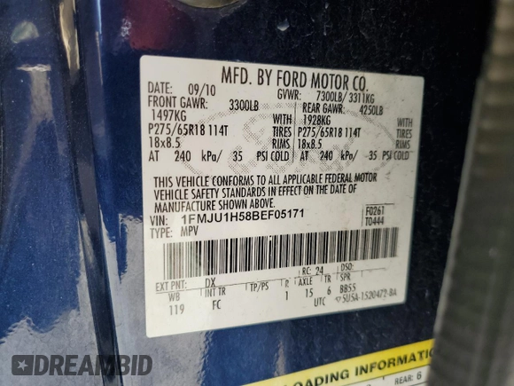 2011 Ford Expedition XLT z VIN 1FMJU1H58BEF05171, wystawiony jako Copart lot #50870025 z przebiegiem 189 661 mil mil oraz Szkoda całkowita • Salvage title. Historia ofert i sprzedaży dostępna na DreamBid. Obrazek 16.