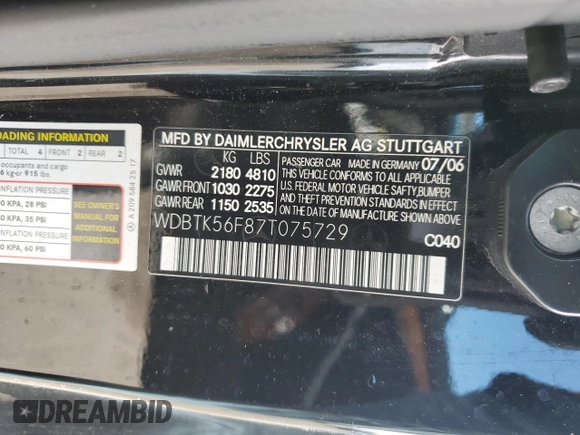 2007 Mercedes-Benz CLK 350 z VIN WDBTK56F87T075729, wystawiony jako Copart lot #55878175 z przebiegiem 123 584 mil mil oraz Czysty tytuł • Clean title. Historia ofert i sprzedaży dostępna na DreamBid. Obrazek 12.
