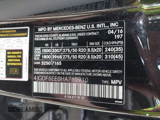 2017 Mercedes-Benz GLS 450 with VIN 4JGDF6EE0HA760910, listed as a IAAI auction lot 42210919 with 140,971 mi miles and . Bid and sale history available at DreamBid. Image 9.
