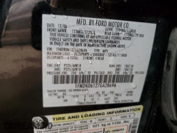2007 Ford Freestyle Limited with VIN 1FMDK06127GA28696, listed as a Copart auction lot 48763815 with 177,155 mi miles and Clean title. Bid and sale history available at DreamBid. Image 15.