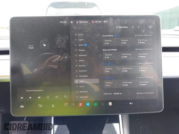 2019 Tesla Model 3 Mid Range with VIN 5YJ3E1EA2KF395549, listed as a IAAI auction lot 41895977 with 97,108 mi miles and . Bid and sale history available at carsss.com. Image 18.