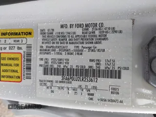 2020 Ford Fusion SE z VIN 3FA6P0LU2LR253612, wystawiony jako IAAI lot #41798850 z przebiegiem 58 219 mil mil oraz . Historia ofert i sprzedaży dostępna na DreamBid. Obrazek 9.