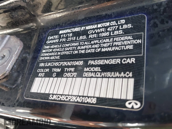 2019 Infiniti QX30 Luxe с VIN SJKCH5CP2KA010406, выставлен на аукционе IAAI как лот 41785616 с пробегом 122 582 миль миль и . История ставок и продаж доступна на DreamBid. Изображение 9.