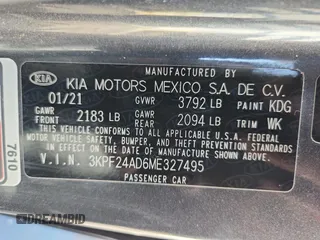 2021 Kia Forte LXS с VIN 3KPF24AD6ME327495, выставлен на аукционе Copart как лот 65832215 с пробегом 128 732 миль миль и Чистый • Clean title. История ставок и продаж доступна на DreamBid. Изображение 12.