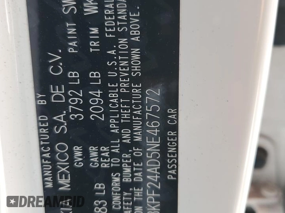 2022 Kia Forte LXS with VIN 3KPF24AD5NE467572, listed as a Copart auction lot 52972515 with 48,930 mi miles and Non Repairable. Bid and sale history available at DreamBid. Image 12.