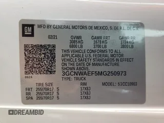 2021 Chevrolet Silverado 1500 Work Truck with VIN 3GCNWAEF5MG250973, listed as a Copart auction lot 47403095 with 78,301 mi miles and Salvage Title. Bid and sale history available at carsss.com. Image 13.