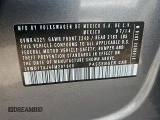 2015 Volkswagen Jetta Sport с VIN 3VWD17AJ4FM201966, выставлен на аукционе Copart как лот 87069014 с пробегом 46 211 миль миль и Списание • Salvage title. История ставок и продаж доступна на DreamBid. Изображение 13.