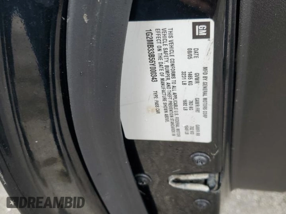 2006 Pontiac Solstice z VIN 1G2MB33B56Y000343, wystawiony jako Copart lot #74567004 z przebiegiem Nie podano mil oraz Szkoda całkowita • Salvage title. Historia ofert i sprzedaży dostępna na DreamBid. Obrazek 13.