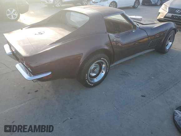 1972 Chevrolet Corvette with VIN 1Z37K2S525523, listed as a Copart auction lot 74986234 with 44,725 mi miles and Salvage title. Bid and sale history available at DreamBid. Image 3.