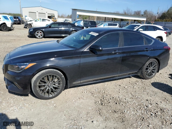 2018 Genesis G80 3.3T Sport with VIN KMHGN4JB3JU243539, listed as a Copart auction lot 43653695 with 81,008 mi miles and Salvage Title. Bid and sale history available at carsss.com. Image 1.
