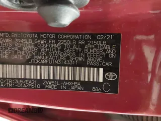 2021 Toyota Prius L Eco z VIN JTDKAMFU1M3143311, wystawiony jako IAAI lot #41961005 z przebiegiem 42 275 mil mil oraz . Historia ofert i sprzedaży dostępna na DreamBid. Obrazek 9.