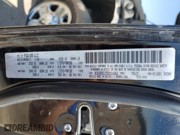 2016 Ram 2500 Tradesman with VIN 3C6UR5CL7GG211543, listed as a Copart auction lot 56135485 with 87,580 mi miles and Salvage title. Bid and sale history available at DreamBid. Image 13.