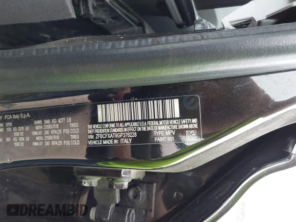 2016 FIAT 500X Pop с VIN ZFBCFXAT9GP376228, выставлен на аукционе IAAI как лот 41748450 с пробегом 145 917 миль миль и . История ставок и продаж доступна на DreamBid. Изображение 9.
