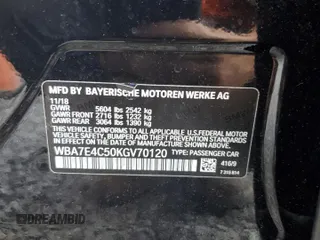 2019 BMW 7 Series 740i xDrive with VIN WBA7E4C50KGV70120, listed as a Copart auction lot 67268954 with 39,639 mi miles and Salvage Title. Bid and sale history available at DreamBid. Image 12.