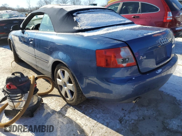 2005 Audi A4 1.8T with VIN WAUAC48H85K006960, listed as a Copart auction lot 88277985 with 194,285 mi miles and Salvage Title. Bid and sale history available at carsss.com. Image 2.