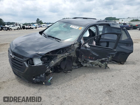 2021 Chevrolet Traverse Premier with VIN 1GNERKKW2MJ262862, listed as a Copart auction lot 58779765 with 76,927 mi miles and Salvage title. Bid and sale history available at DreamBid. Image 1.