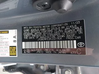 2024 Toyota Corolla Hybrid LE with VIN JTDBCMFE2RJ021904, listed as a IAAI auction lot 41488096 with 37,622 mi miles. Bid and sale history available at carsss.com. Image 9.