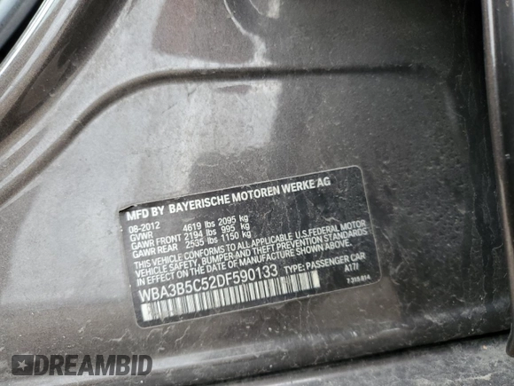 2013 BMW 3 Series 328i xDrive with VIN WBA3B5C52DF590133, listed as a Copart auction lot 47842795 with 133,604 mi miles and Salvage Title. Bid and sale history available at carsss.com. Image 14.