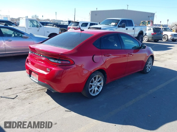 2013 Dodge Dart Rallye with VIN 1C3CDFBHXDD184762, listed as a IAAI auction lot 41895651 with 110,979 mi miles. Bid and sale history available at carsss.com. Image 4.