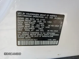 2023 Volkswagen Atlas SEL R-Line Black z VIN 1V2SR2CA0PC551521, wystawiony jako Copart lot #48401585 z przebiegiem 34 323 mil mil oraz Szkoda całkowita • Salvage title. Historia ofert i sprzedaży dostępna na DreamBid. Obrazek 13.