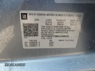 2021 GMC Sierra 1500 with VIN 3GTP8DET9MG248041, listed as a Copart auction lot 47793535 with Not Provided miles and Salvage Title. Bid and sale history available at DreamBid. Image 13.