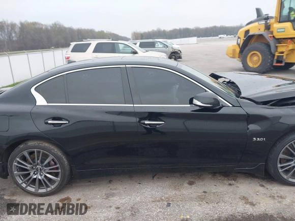 2018 Infiniti Q50 Red Sport 400 with VIN JN1FV7ARXJM480160, listed as a IAAI auction lot 41994848 with 71,346 mi miles and . Bid and sale history available at DreamBid. Image 13.