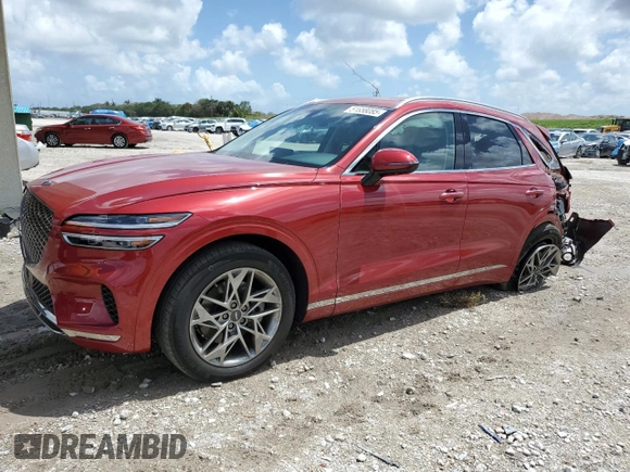 2022 Genesis GV70 2.5T with VIN KMUMADTB5NU068763, listed as a Copart auction lot 51658085 with 29,091 mi miles and Non Repairable. Bid and sale history available at DreamBid. Image 1.