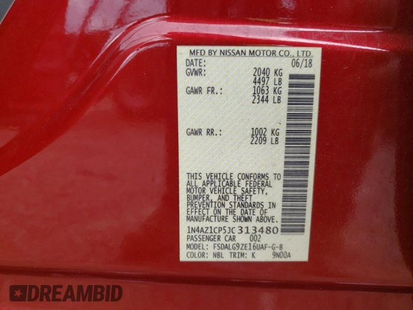 2018 Nissan LEAF SV с VIN 1N4AZ1CP5JC313480, выставлен на аукционе Copart как лот 60213685 с пробегом 111 035 миль миль и Списание • Salvage title. История ставок и продаж доступна на DreamBid. Изображение 13.