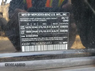 2012 Mercedes-Benz GL-Class GL 450 with VIN 4JGBF7BE6CA795882, listed as a Copart auction lot 73810134 with 86,798 mi miles and Salvage Title. Bid and sale history available at carsss.com. Image 13.