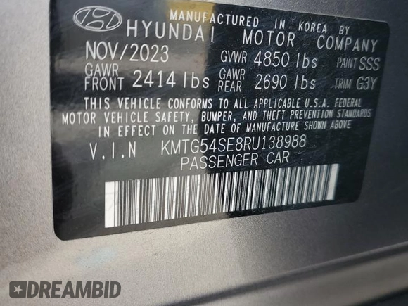 2024 Genesis G70 Sport Advanced with VIN KMTG54SE8RU138988, listed as a Copart auction lot 42835125 with 6,200 mi miles and Salvage Title. Bid and sale history available at DreamBid. Image 12.