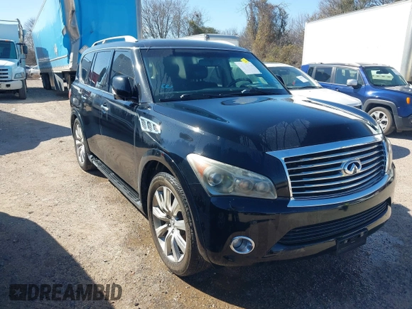 2012 Infiniti QX56 8-passenger with VIN JN8AZ2ND1C9715889, listed as a IAAI auction lot 41440893 with 221,212 mi miles and . Bid and sale history available at DreamBid. Image 1.