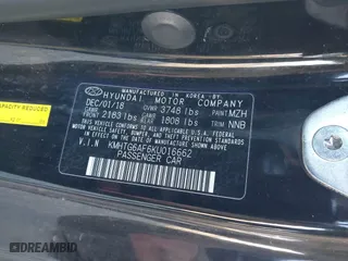 2019 Hyundai Veloster 2.0 with VIN KMHTG6AF6KU016662, listed as a IAAI auction lot 41354487 with 95,623 mi miles. Bid and sale history available at carsss.com. Image 9.