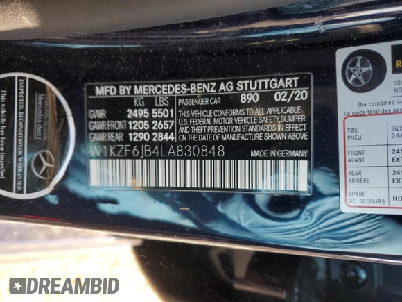 2020 Mercedes-Benz E-Class E 450 with VIN W1KZF6JB4LA830848, listed as a Copart auction lot 45639885 with 48,679 mi miles and Salvage Title. Bid and sale history available at carsss.com. Image 12.