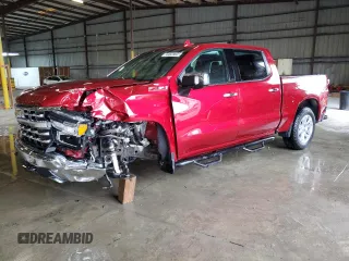 2023 Chevrolet Silverado 1500 LTZ with VIN 1GCUDGED9PZ320126, listed as a Copart auction lot 44628825 with 10,003 mi miles and Salvage Title. Bid and sale history available at carsss.com. Image 1.