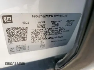 2021 GMC Yukon XL SLT with VIN 1GKS2GKD6MR429631, listed as a Copart auction lot 61150855 with 51,560 mi miles and Salvage title. Bid and sale history available at DreamBid. Image 13.