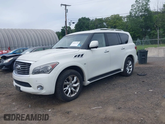 2014 Infiniti QX80 with VIN JN8AZ2NC1E9350687, listed as a IAAI auction lot 42601530 with 150,267 mi miles and . Bid and sale history available at DreamBid. Image 2.