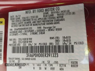 2014 Ford Fusion SE with VIN 3FA6P0HD0ER391323, listed as a IAAI auction lot 42038310 with 101,422 mi miles and . Bid and sale history available at carsss.com. Image 9.