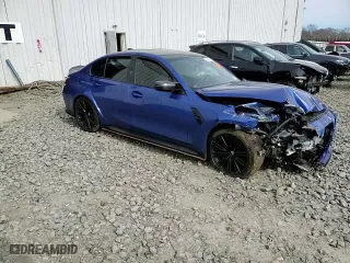 2022 BMW M3 Competition xDrive with VIN WBS43AY01NFL80708, listed as a Copart auction lot 46034615 with 0 mi miles and Salvage Title. Bid and sale history available at carsss.com. Image 13.