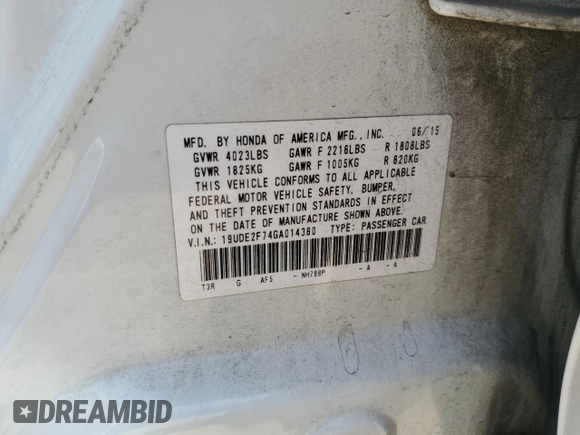 2016 Acura ILX Premium with VIN 19UDE2F74GA014380, listed as a Copart auction lot 60248445 with 85,508 mi miles and Salvage title. Bid and sale history available at DreamBid. Image 12.