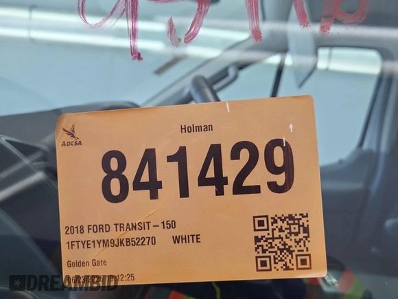 2018 Ford Transit with VIN 1FTYE1YM9JKB52270, listed as a IAAI auction lot 42714304 with 95,416 mi miles and . Bid and sale history available at DreamBid. Image 17.