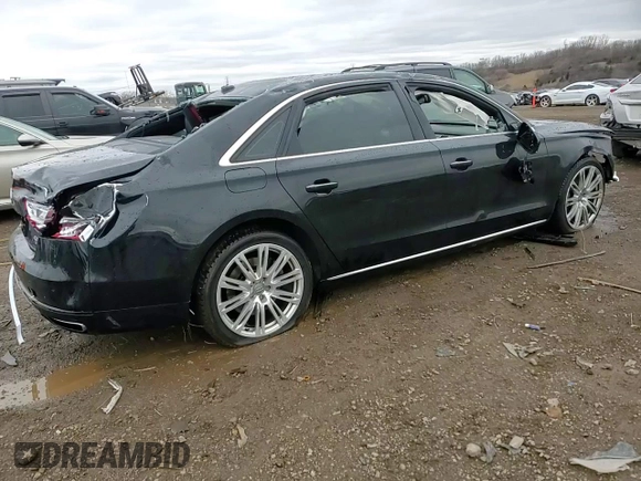 2014 Audi A8 4.0T with VIN WAUR2AFD5EN004618, listed as a Copart auction lot 50796255 with Not provided miles and Salvage title. Bid and sale history available at DreamBid. Image 13.