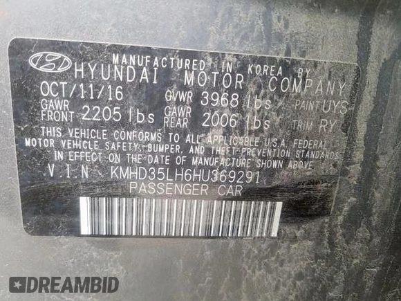 2017 Hyundai Elantra GT with VIN KMHD35LH6HU369291, listed as a Copart auction lot 71660614 with 0 mi miles and Salvage Title. Bid and sale history available at carsss.com. Image 10.