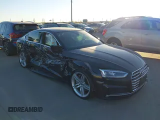 2019 Audi A5 Sportback Premium Plus with VIN WAUENCF55KA027183, listed as a IAAI auction lot 41241789 with 37,508 mi miles and . Bid and sale history available at DreamBid. Image 1.