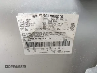 2014 Ford Explorer с VIN 1FM5K8B8XEGC40118, выставлен на аукционе IAAI как лот 41903151 с пробегом 116 241 миль миль и . История ставок и продаж доступна на DreamBid. Изображение 9.